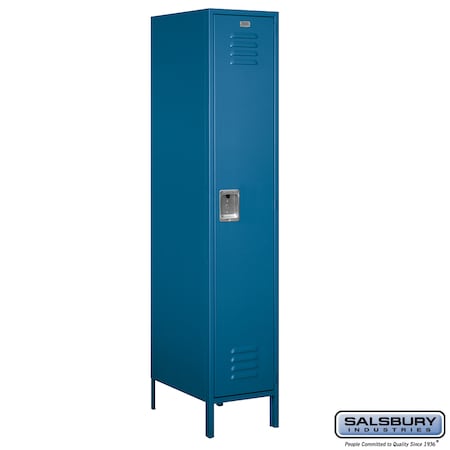 Salsbury Industries 1 Tier Metal Locker, 18"Wx78"Hx21"D, 1 Door, Blue, Unassembled 18-51161BL-U